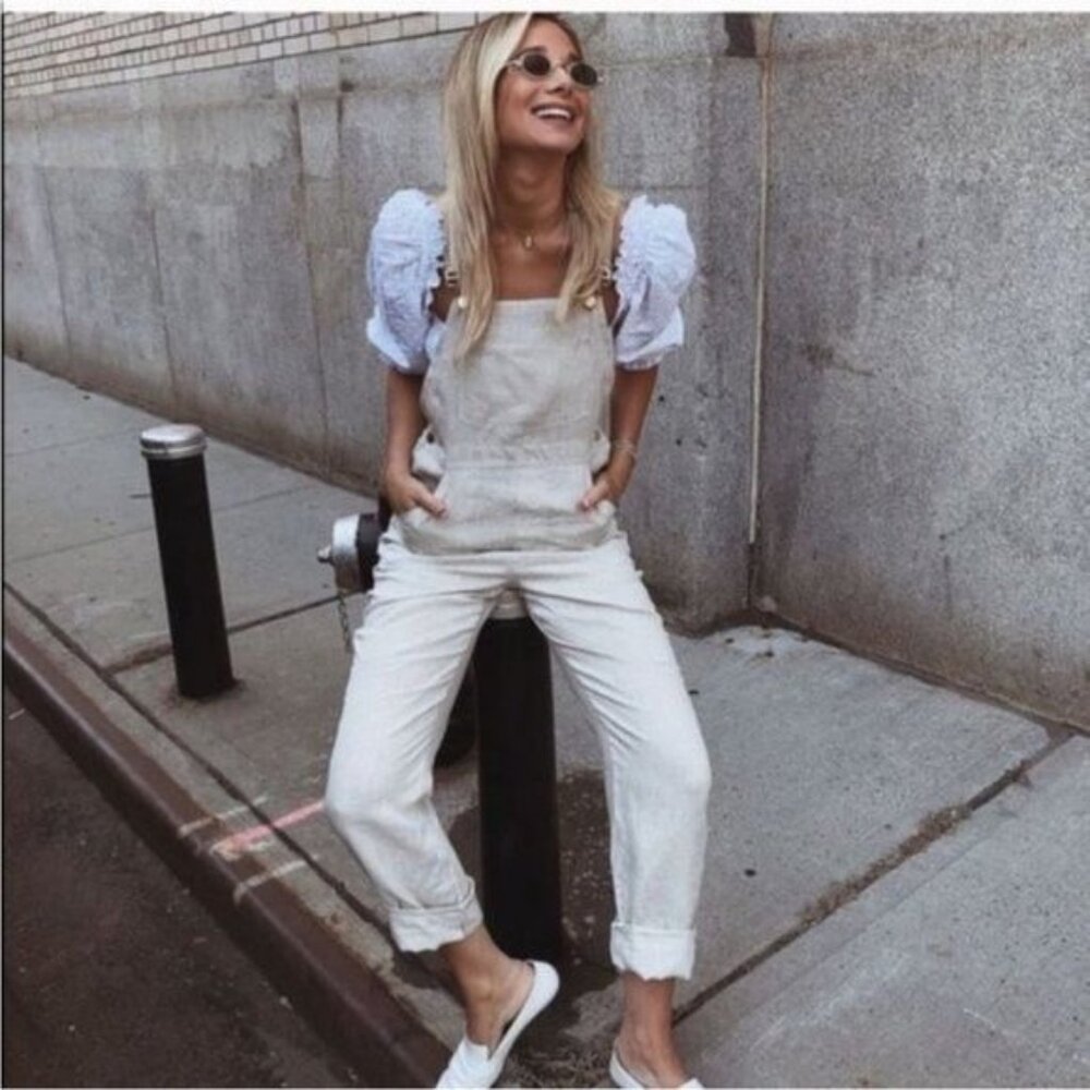 WEWOREWHAT Basic Overall Linen 125 Off White  XSmall